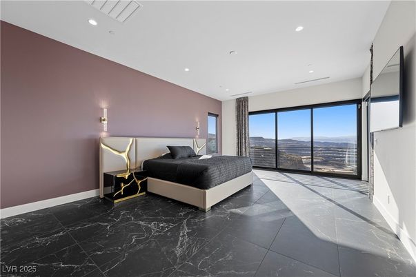 Bedroom, Interior, Marble, Recessed Lighting