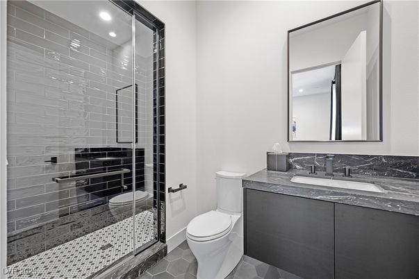 Bathroom, Glass Shower, Interior, Recessed Lighting