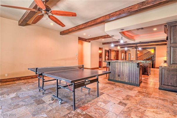 Game Room, Interior, Recessed Lighting, Wooden Beams