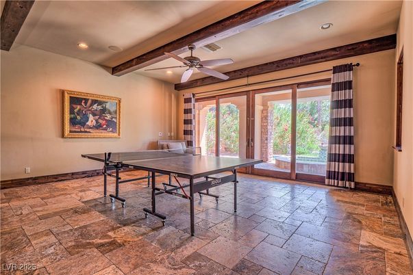 Game Room, Interior, Recessed Lighting, Wooden Beams