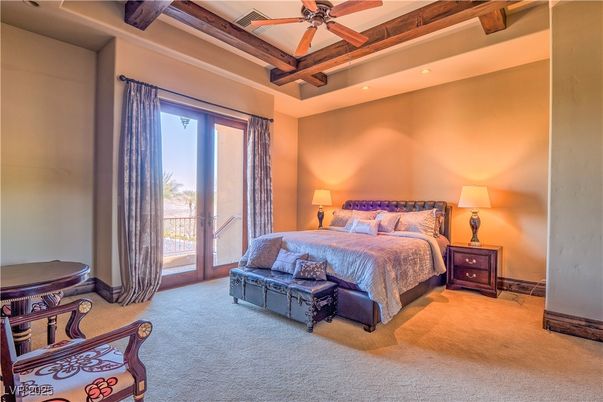 Bedroom, Interior, Recessed Lighting, Wooden Beams