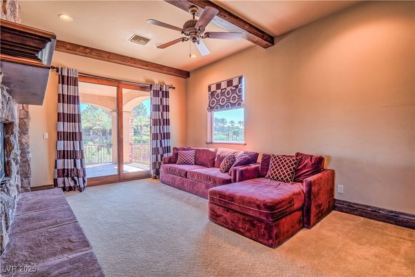 Interior, Living room, Recessed Lighting, Wooden Beams