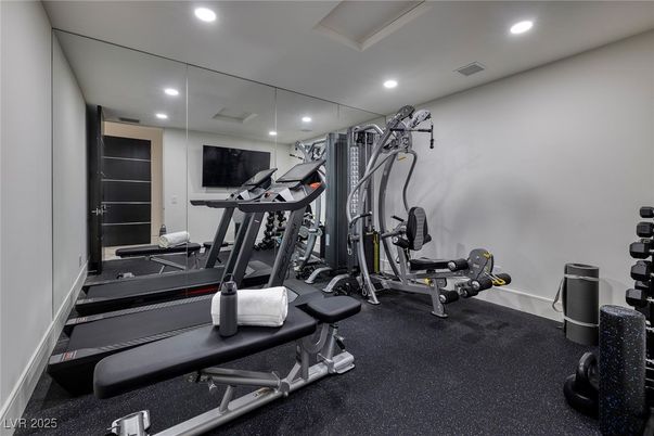 Fitness Equipment, Gym, Interior, Recessed Lighting