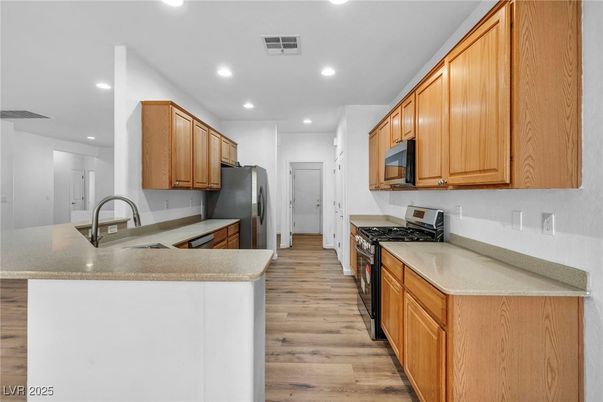 Interior, Kitchen, Recessed Lighting, Wood Texture Flooring