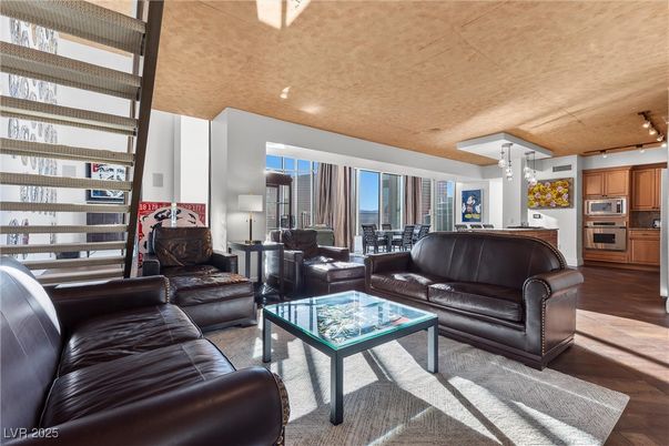 Dining room, Interior, Kitchen, Living room, Pendant Lights, Stainless Steel Appliances, Wood Texture Flooring