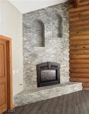 Fireplace, Interior, Stone Walls, Wood Texture Flooring, Wooden Walls