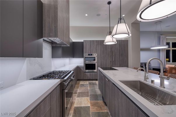 Interior, Kitchen, Pendant Lights, Recessed Lighting, Stainless Steel Appliances