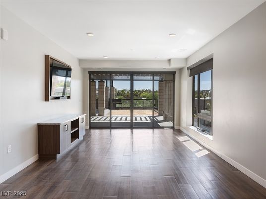 Empty room, Fireplace, Interior, Recessed Lighting, Wood Texture Flooring