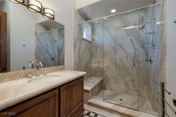 Bathroom, Glass Shower, Interior, Recessed Lighting