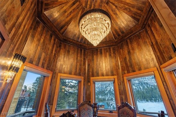 Chandelier, Interior, Wooden Ceilings, Wooden Walls