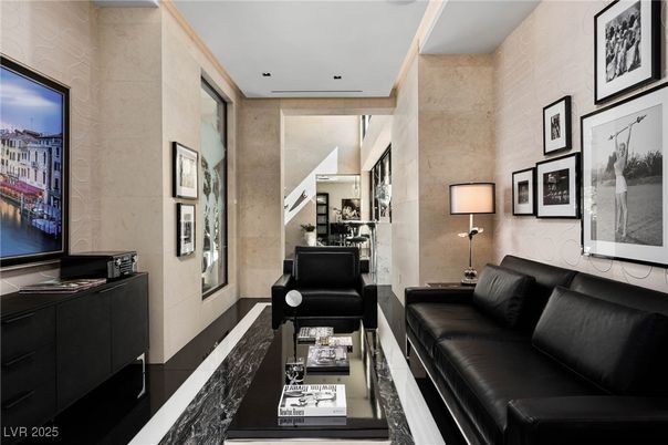 Interior, Living room, Recessed Lighting, Stone Walls