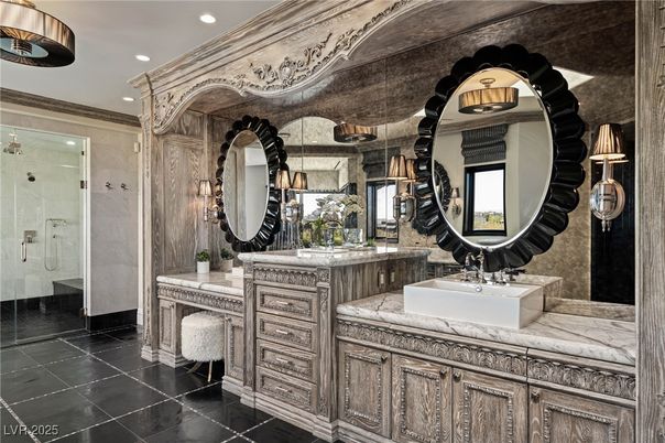 Bathroom, Dual Sink Vanities, Glass Shower, Interior, Recessed Lighting