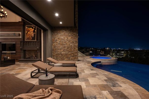 Exterior, Fireplace, Pool, Recessed Lighting