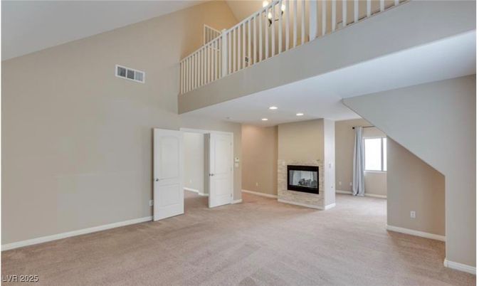 Empty room, Fireplace, Interior, Recessed Lighting