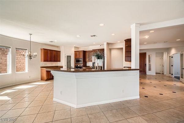 Chandelier, Interior, Kitchen, Recessed Lighting, Stainless Steel Appliances