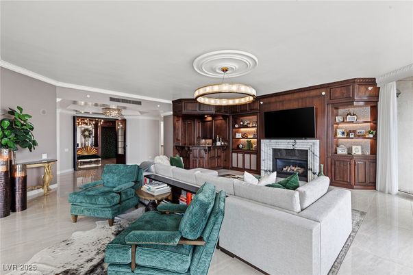 Fireplace, Interior, Living room, Pendant Lights, Recessed Lighting, Wooden Walls