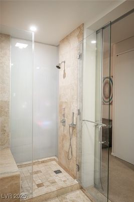 Bathroom, Glass Shower, Interior, Recessed Lighting