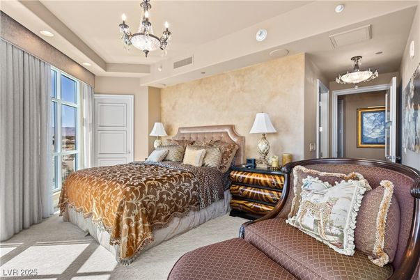 Bedroom, Chandelier, Interior, Recessed Lighting