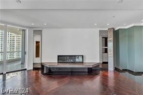 Empty room, Fireplace, Interior, Recessed Lighting, Wood Texture Flooring
