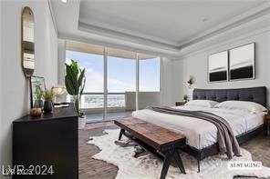 Bedroom, Interior, Recessed Lighting, Water, Wood Texture Flooring