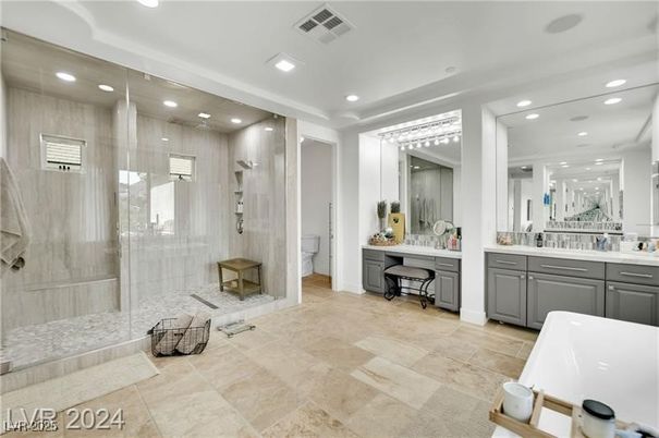 Bathroom, Glass Shower, Interior, Recessed Lighting