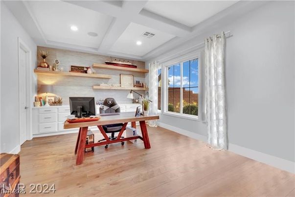 Home Office, Interior, Recessed Lighting, Wood Texture Flooring