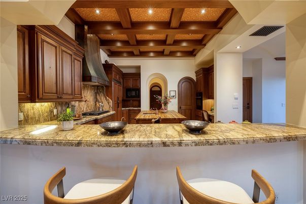 Interior, Kitchen, Recessed Lighting, Stainless Steel Appliances, Wooden Beams, Wooden Ceilings