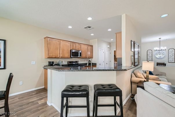 Chandelier, Interior, Kitchen, Recessed Lighting, Wood Texture Flooring