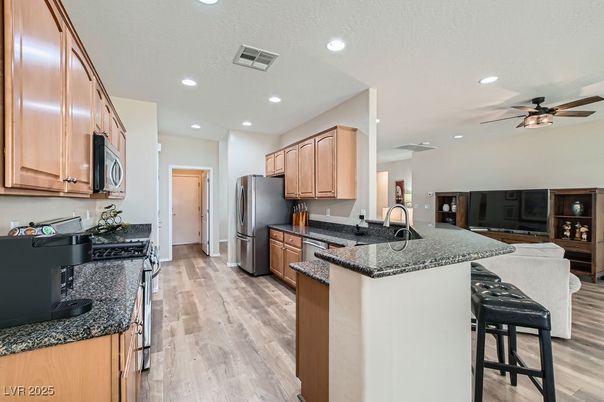 Interior, Kitchen, Recessed Lighting, Wood Texture Flooring