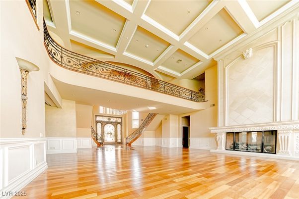 Fireplace, Interior, Recessed Lighting, Wood Texture Flooring