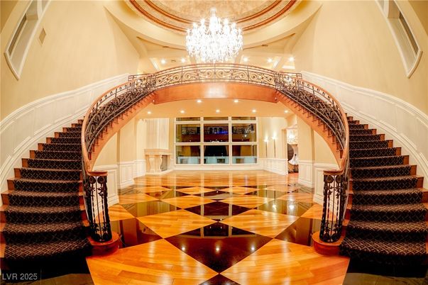 Chandelier, Interior, Recessed Lighting, Wood Texture Flooring