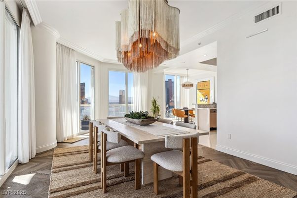 Chandelier, Dining room, Interior, Pendant Lights, Wood Texture Flooring