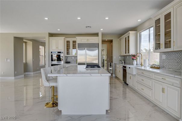 Interior, Kitchen, Marble, Recessed Lighting, Stainless Steel Appliances