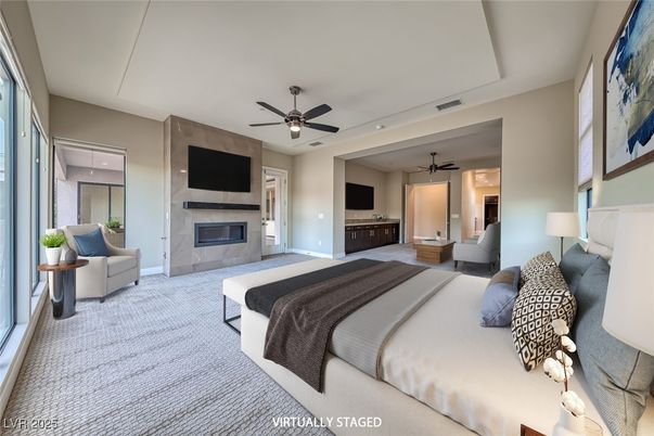 Bedroom, Fireplace, Interior