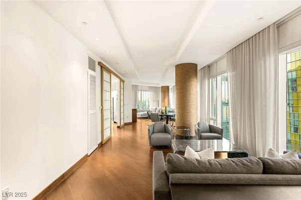 Dining room, Interior, Living room, Recessed Lighting, Wood Texture Flooring