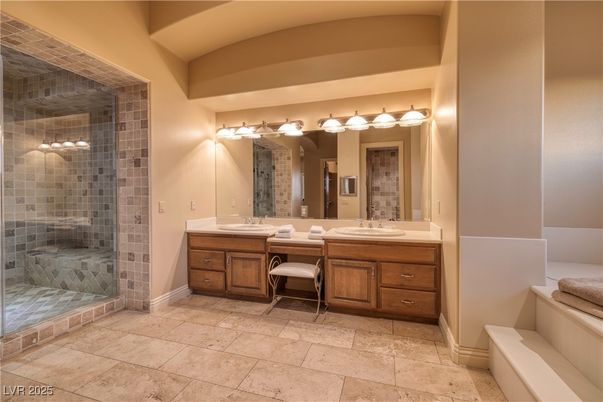 Bathroom, Dual Sink Vanities, Glass Shower, Interior
