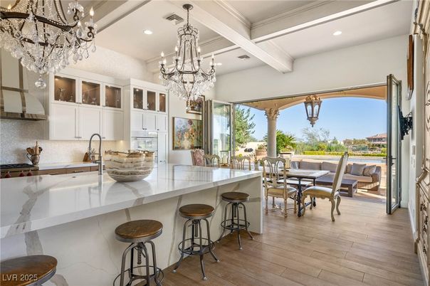 Chandelier, Dining room, Interior, Kitchen, Recessed Lighting, Wood Texture Flooring