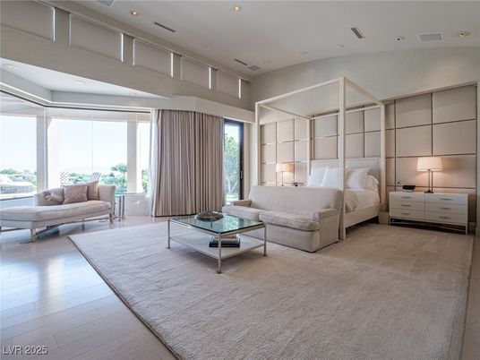 Bedroom, Interior, Living room, Recessed Lighting, Wood Texture Flooring