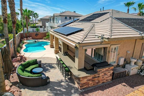 Exterior, Pool, Solar Panels
