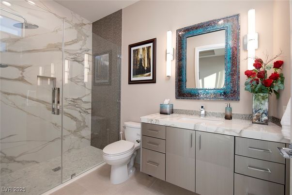 Bathroom, Glass Shower, Interior, Marble Walls