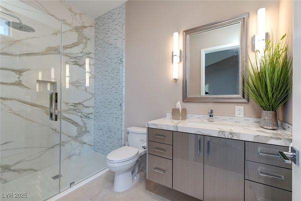 Bathroom, Glass Shower, Interior, Marble Walls