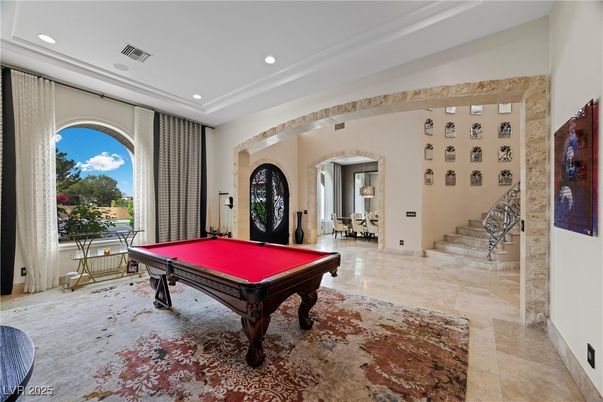 Billiard Table, Game Room, Interior, Recessed Lighting