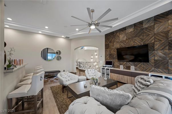 Interior, Living room, Recessed Lighting, Wood Texture Flooring