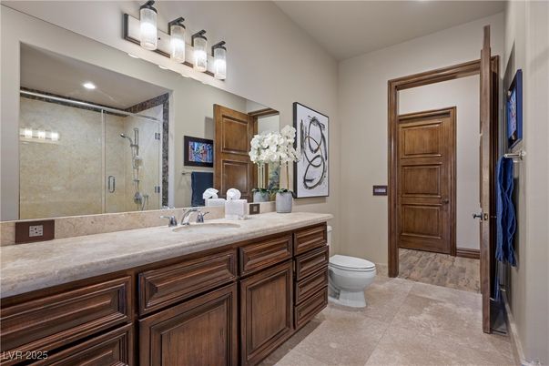 Bathroom, Glass Shower, Interior, Recessed Lighting, Wood Texture Flooring