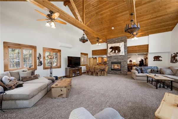 Dining room, Fireplace, Interior, Living room, Pendant Lights, Wooden Beams, Wooden Ceilings