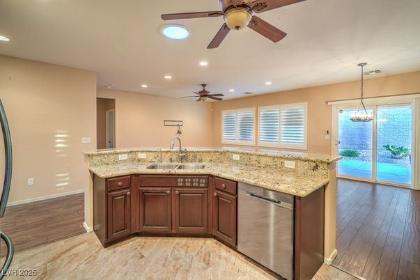 Chandelier, Interior, Kitchen, Recessed Lighting, Wood Texture Flooring