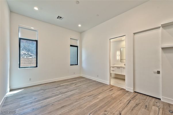 Bathroom, Empty room, Interior, Recessed Lighting, Wood Texture Flooring