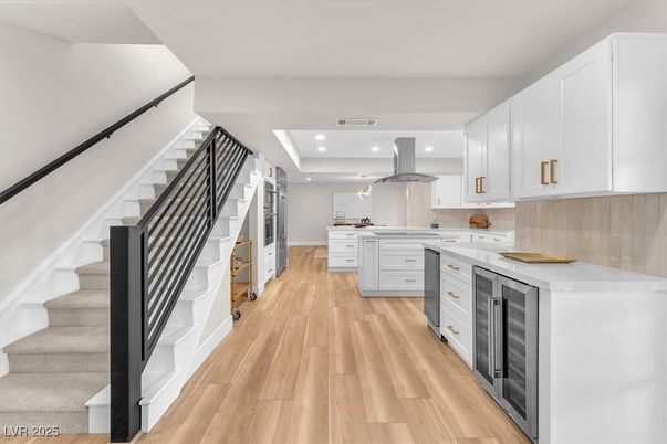 Interior, Kitchen, Recessed Lighting, Wood Texture Flooring