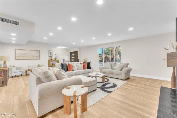 Interior, Living room, Recessed Lighting, Wood Texture Flooring