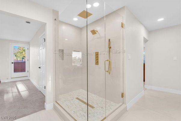 Bathroom, Glass Shower, Interior, Recessed Lighting